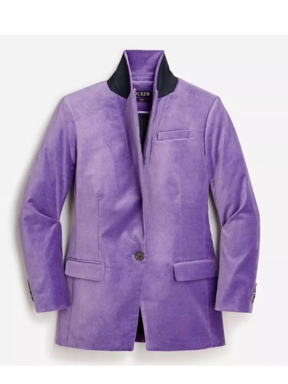 J. Crew Women's Willa Purple Stretch Velvet Blazer Jacket One Button 4